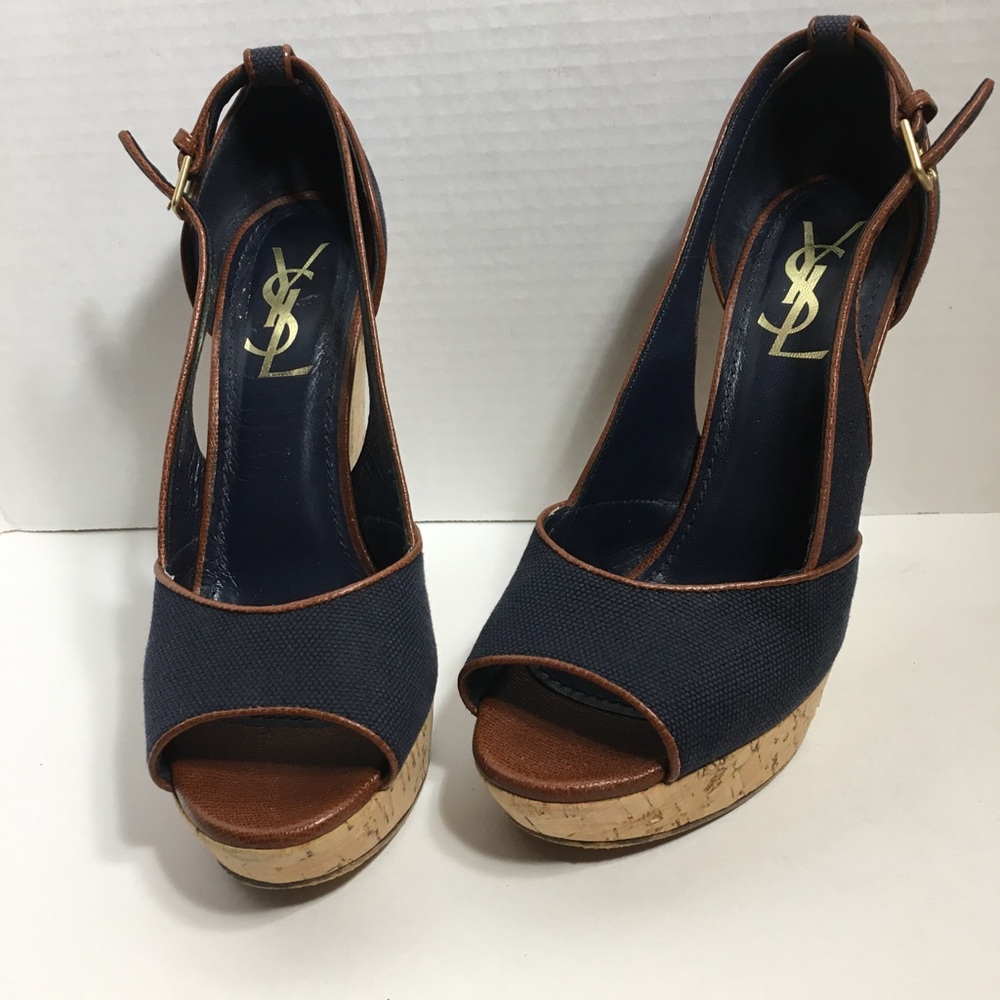 *SOLD*YSL cork wedge peep toe Sandals
